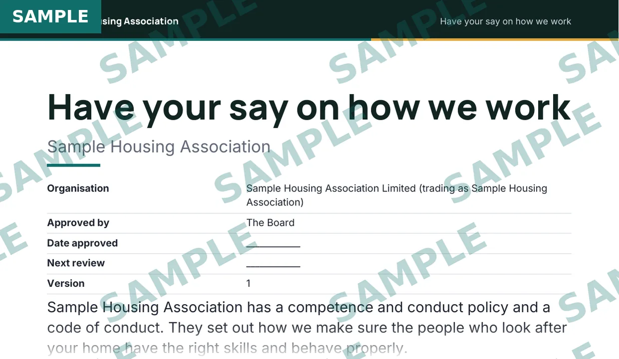 Have your say notice for residents, sample extract 1
