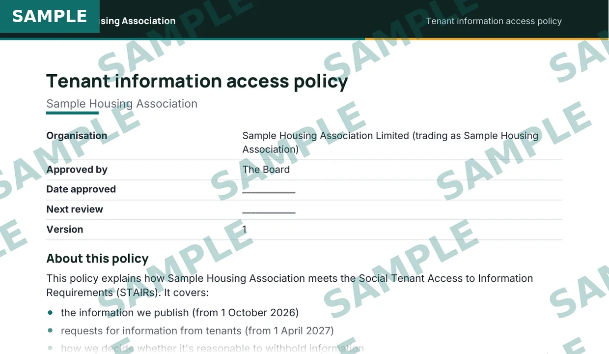 STAIRs information access policy template, sample extract 1