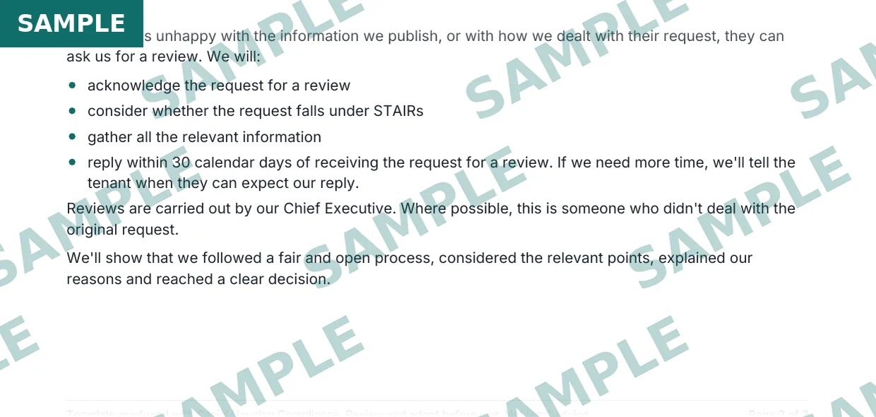 STAIRs information access policy template, sample extract 2